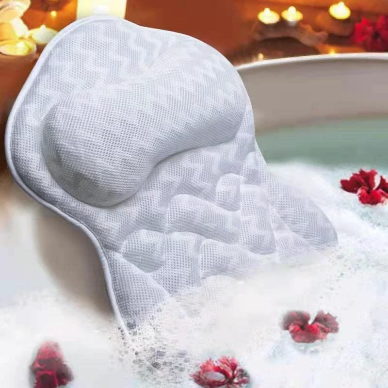 Innovative Bath Pillow Tub Pillow for Bathtub Support Neck Head and Back with Strong Non-Slip Suction Cups and Comfortabl 3D AirMesh Bath Pillow for Men Green