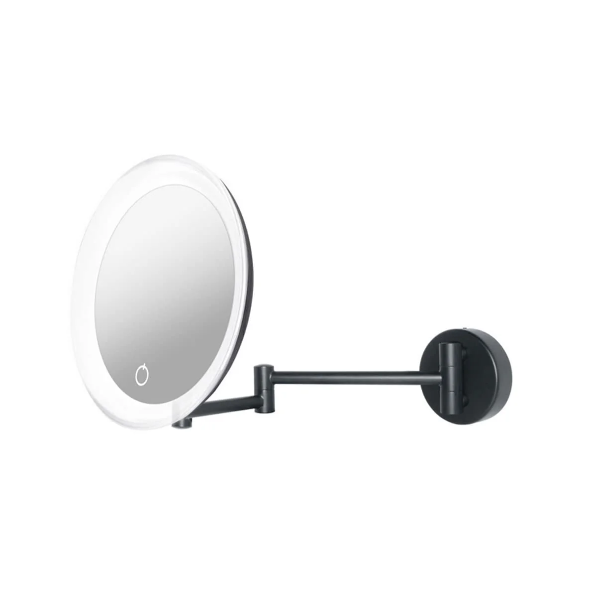 Versatile WS Bath Collections Beauty 200T Beauty 13-7 8 W x 7-13 16 H Modern Circular Framed Makeup Wall Mirror with LED Lighting - Polished Chrome Professional