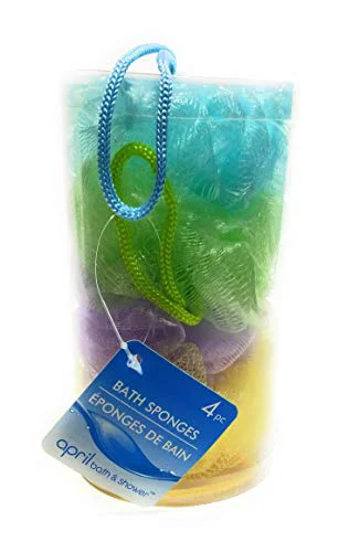 User-Friendly April Bath Shower Mesh Bath Sponges 4-ct. Packs 4 Minimalist