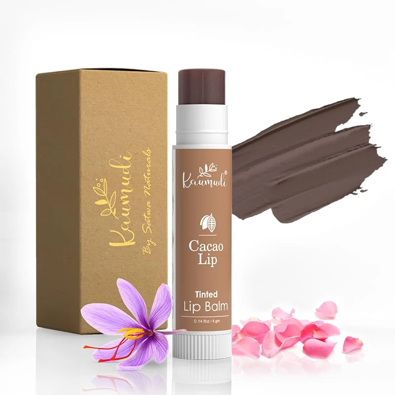 Artisan Kaumudi Handmade Natural Lip Balm for Women Men with Rose Damascena Saffron Essential Oil Cacao Lip Selected