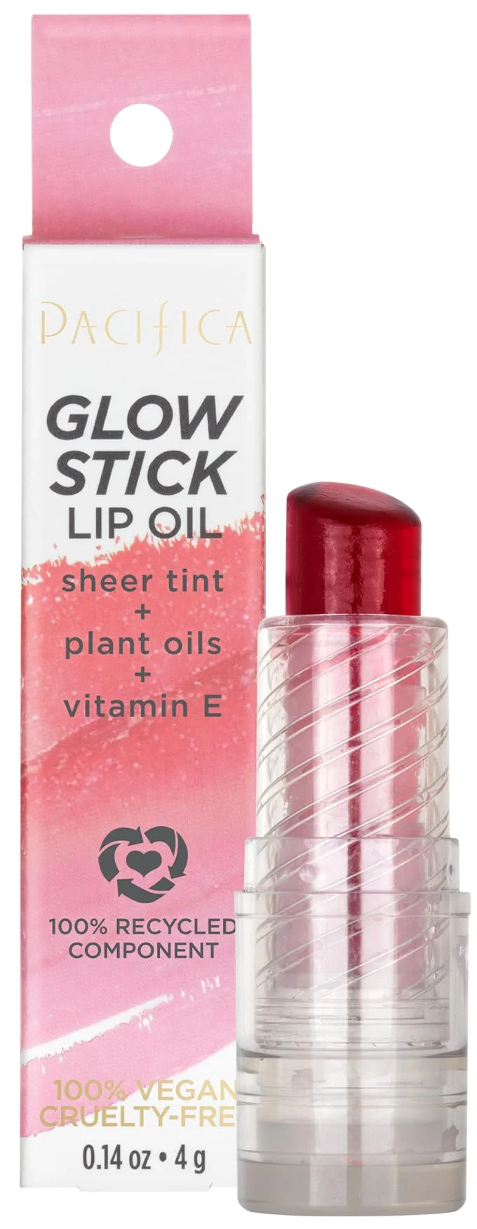 Fashionable Pacifica Glow Stick Lip Oil Rosy Glow Sheer Rose Hydrating Lip Tint Balm Moisturizing Glossy Oil for Dry Lips Vitamin E Enriched Non-Sticky Natural Advanced