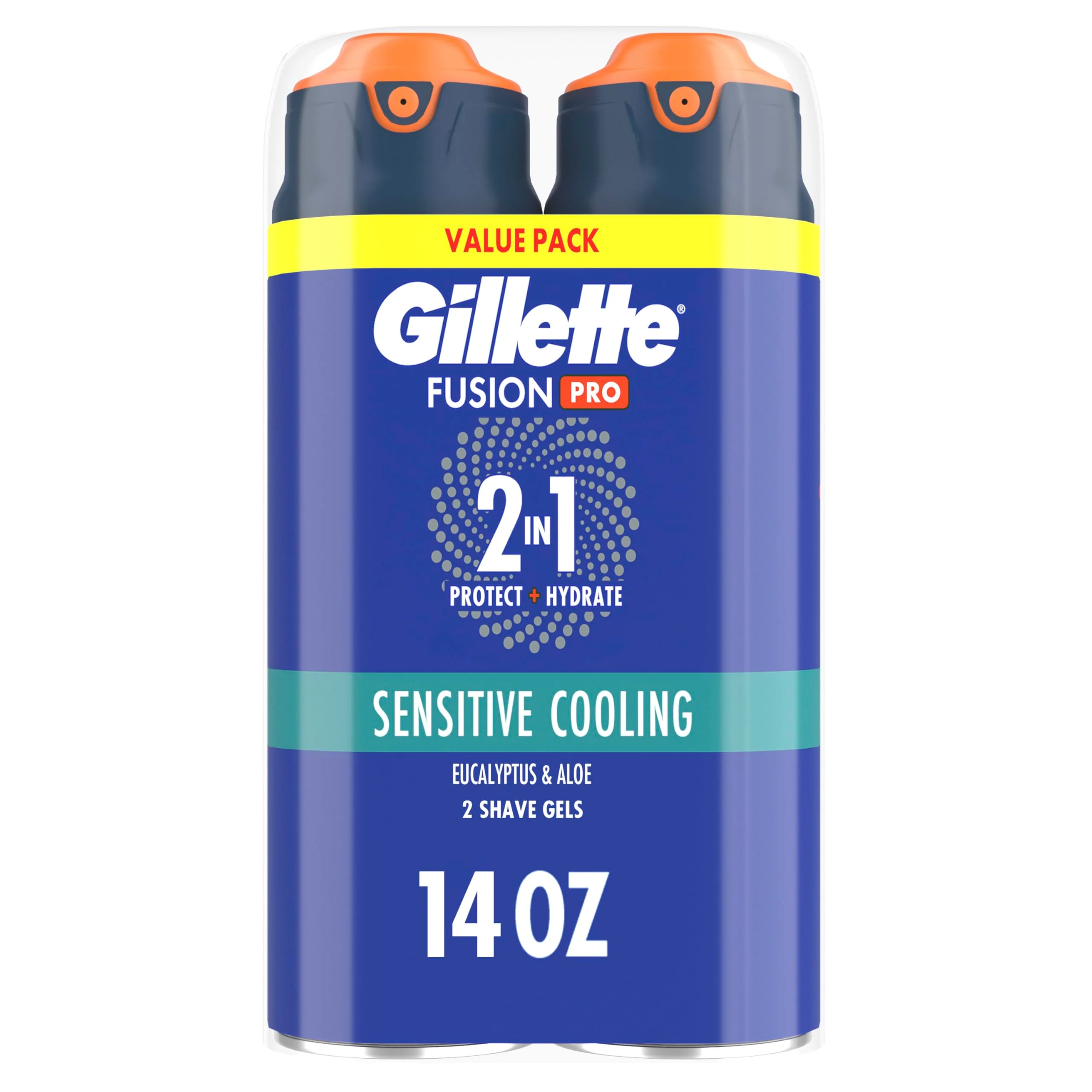 Expertly Made Gillette PRO Shaving Gel For Men Cools To Soothe Skin And Hydrates Facial Hair TWIN PACK - Total 14oz ProGlide Sensitive 2 in 1 Shave Gel Fine Crafted
