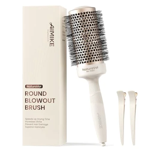 Green AIMIKE NaturaVol Round Brush for Blow Out Large Round Hair Brush for Fine Hair with Nano Thermal Ceramic Tech for Blow Drying Styling Adds Volume Specialty