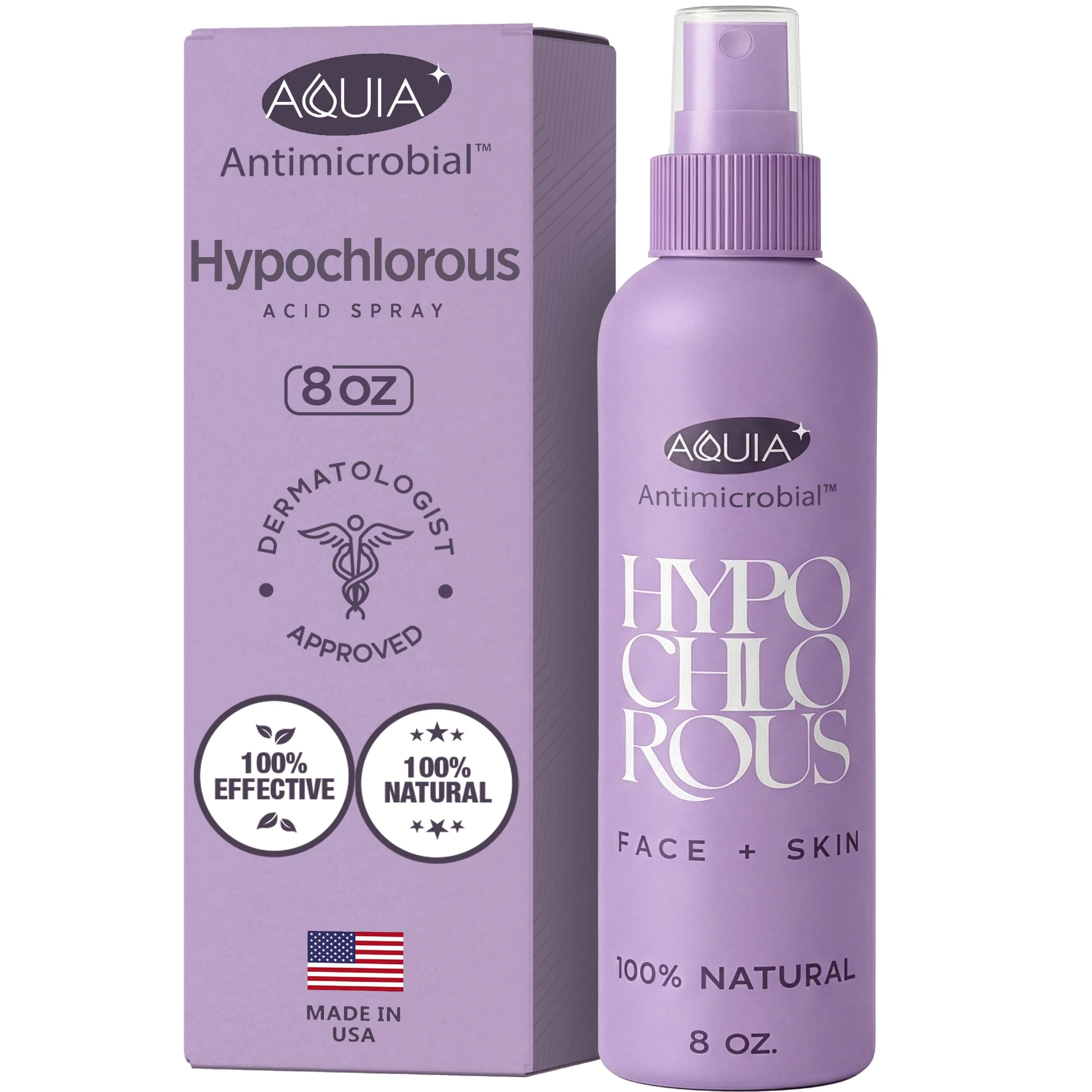 Exclusive Hypochlorous Acid Spray for Face and Skin Facial Cleanser 4oz Face Mist Hypochlorous Acid Spray for Skin Acne Rash Eczema Wound Antimicrobial Solid