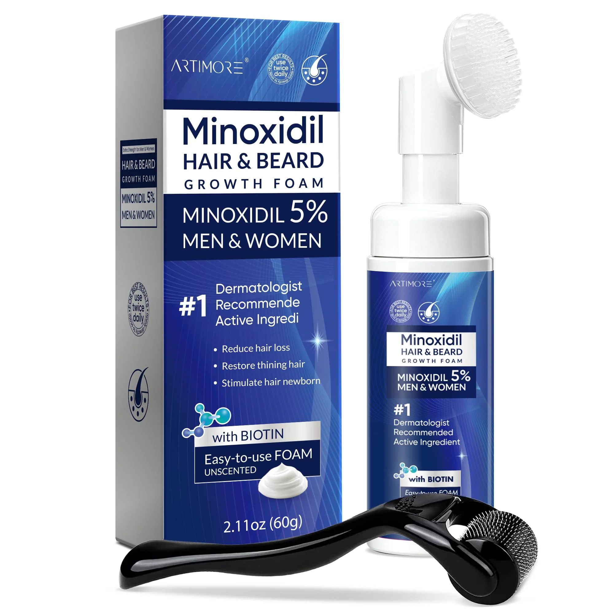 Healthy 5 Minoxidil Hair Growth Serum for Men Women with Biotin Minoxidil for Men and Women 5 Percent Hair Regrowth Treatment Extra Strength 2 FL OZ Soft