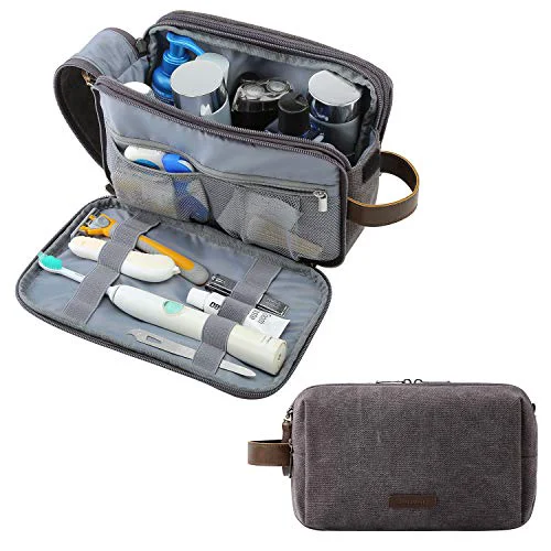 Reliable BAGSMART Toiletry Bag for Men Canvas Travel Toiletry Organizer Dopp Kit Water-resistant Shaving Bag for Toiletries Accessories Grey-Medium Authentic