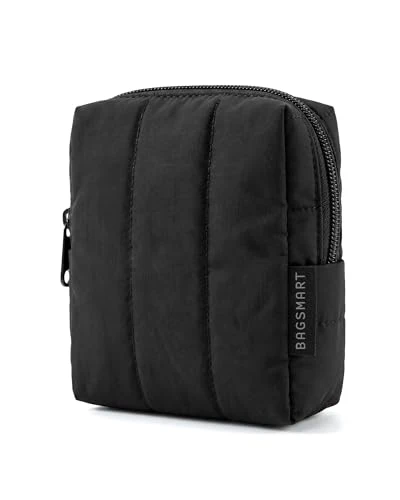 World-Class BAGSMART Small Travel Makeup Bag for Purse Toiletry Pouch Puffy Padded Mini Cosmetics Bag Cute Make Up Pouch for Women with Slip-in Pocket Travel Excellent