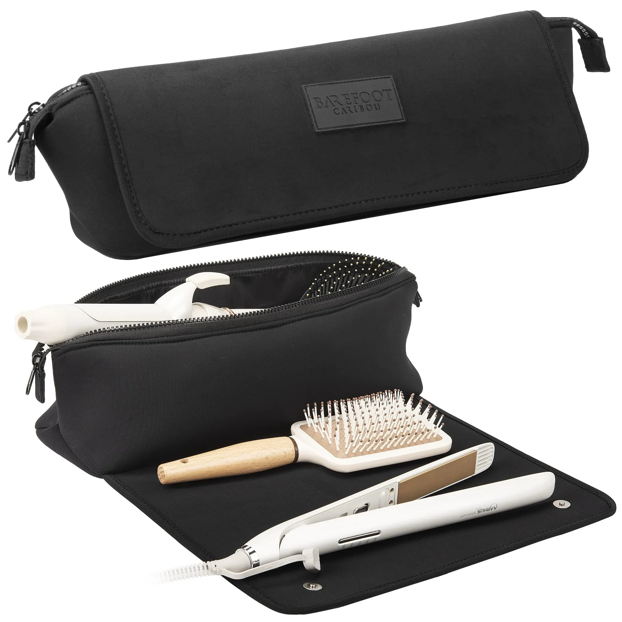 Dependable BAREFOOT CARIBOU Hair Tools Travel Bag and Heat Resistant Mat 15.5 for Flat Irons Straighteners Curling Iron Haircare Accessories 2-in-1 Refined