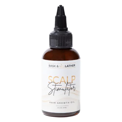 Original Design Bask Lather Scalp Stimulator Hair Growth Oil Cold Pressed Mint and Rosemary Blend with Grapeseed for Hair Growth Organic Natural Leave in All Trendy