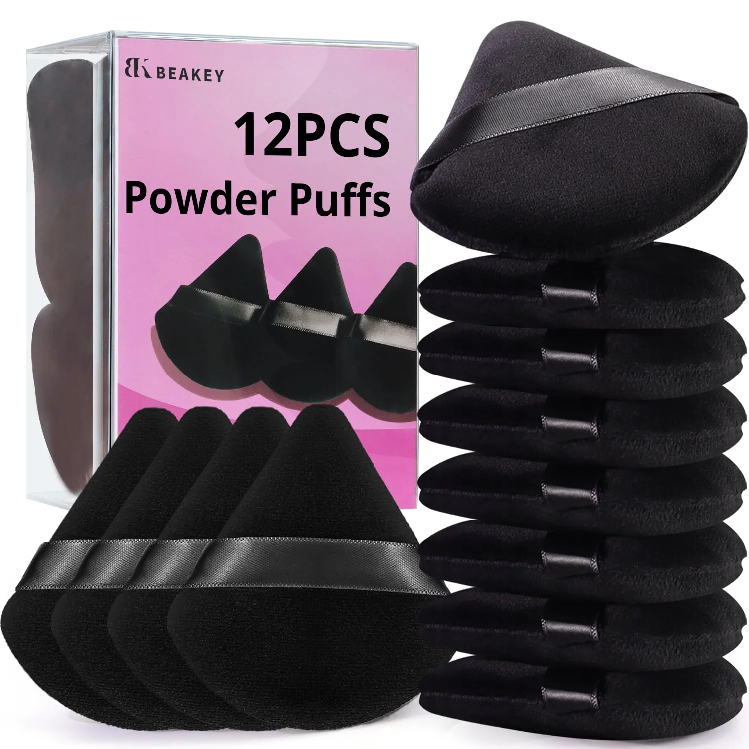 Enhanced BEAKEY Powder Puff 12pcs Face Triangle Powder Puffs for Loose Foundation Artisan