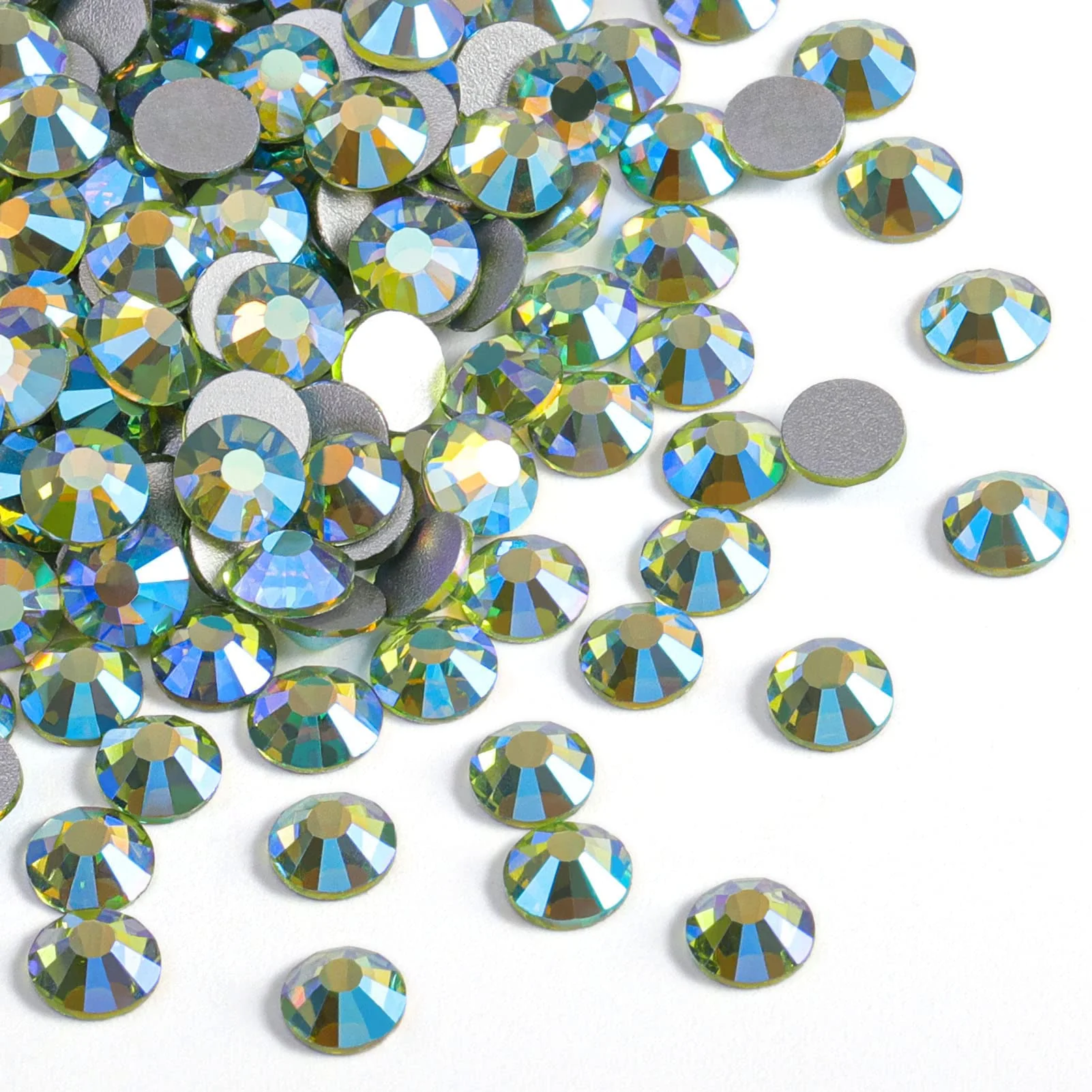 Optimized Beadsland 2880pcs Flat Back Crystal Rhinestones Round Gems for Nail Art and Craft Glue Fix Peridot AB SS10 2.7-2.9mm Verified