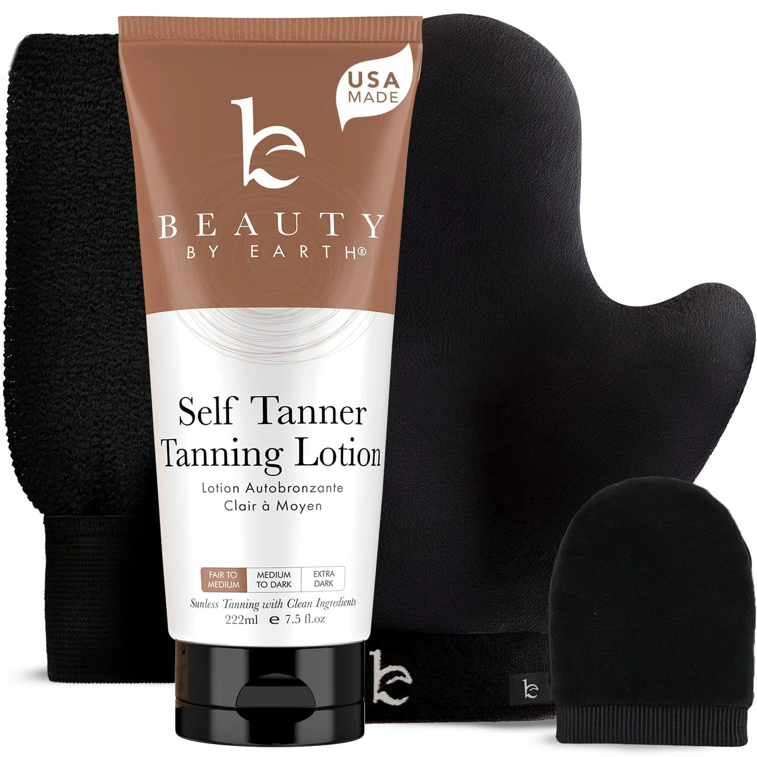 Fine Crafted Self Tanner with Tanning Mitt - USA Made Sunless Self Tanning Lotion with Organic Ingredients Soft