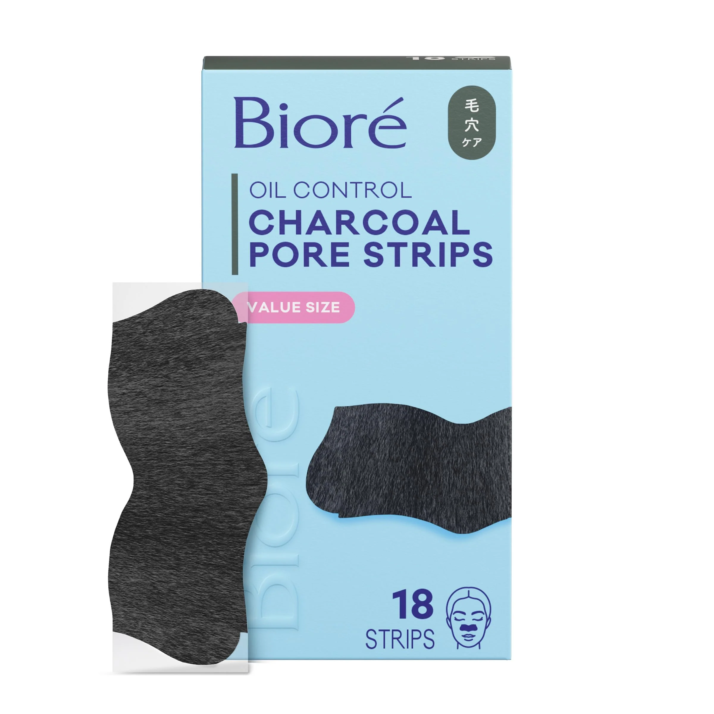 Relaxed Biore Charcoal Deep Cleansing Pore Strips Nose Strips for Blackhead Removal on Oily Skin Features C-Bond Technology with Instant Pore Unclogging 18 High-End