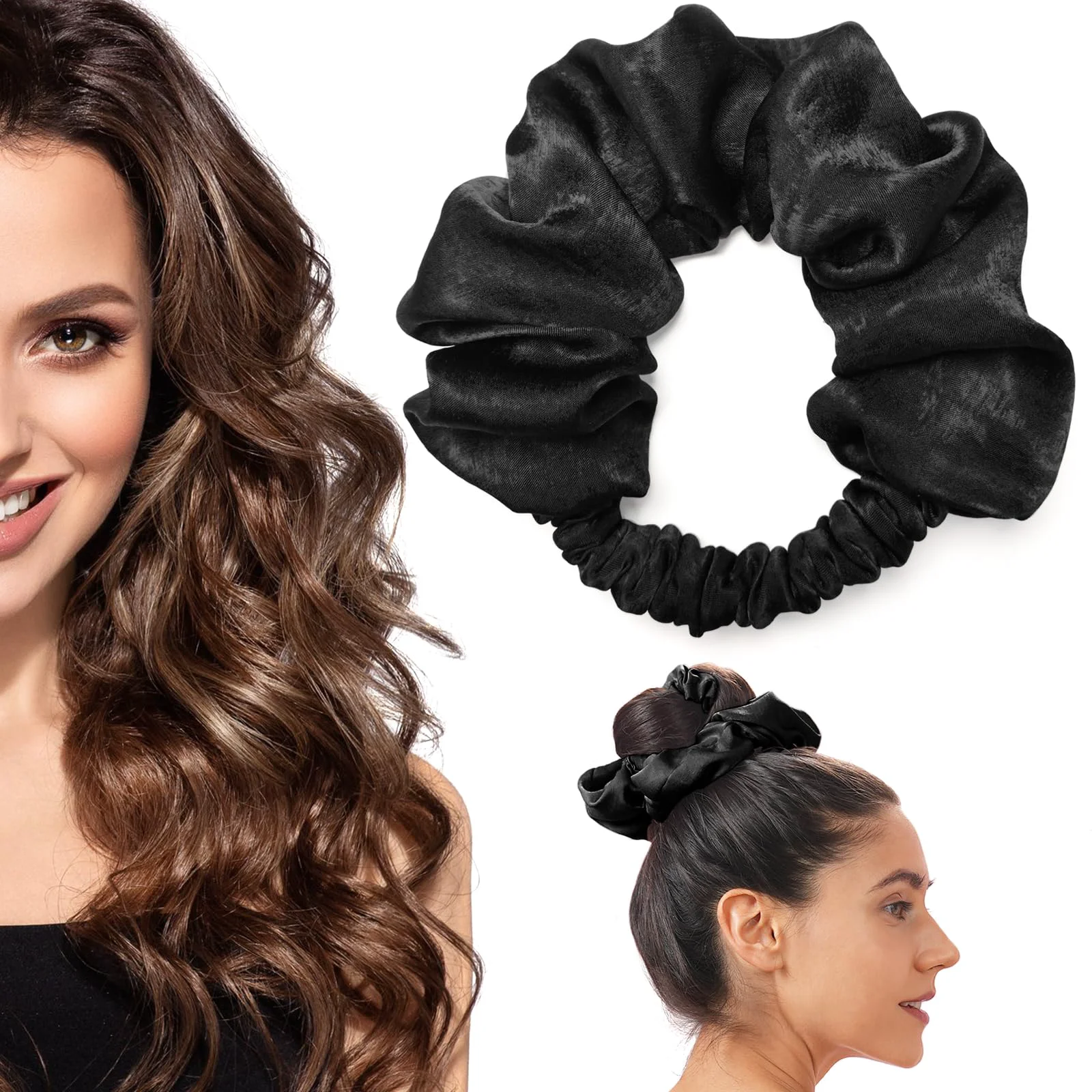 Quality BLINKEEN Heatless Curling Scrunchie Heatless Hair Curler to Sleep In No Heat Curls for Long Hair Soft Sleep Hair Roller Black Excellent