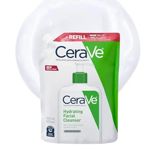 Green CeraVe Hydrating Facial Cleanser Moisturizing Face Wash For Dry Skin Hyaluronic Acid Ceramides Glycerin Hydrating Cleanser For Normal To Dry Recyclable
