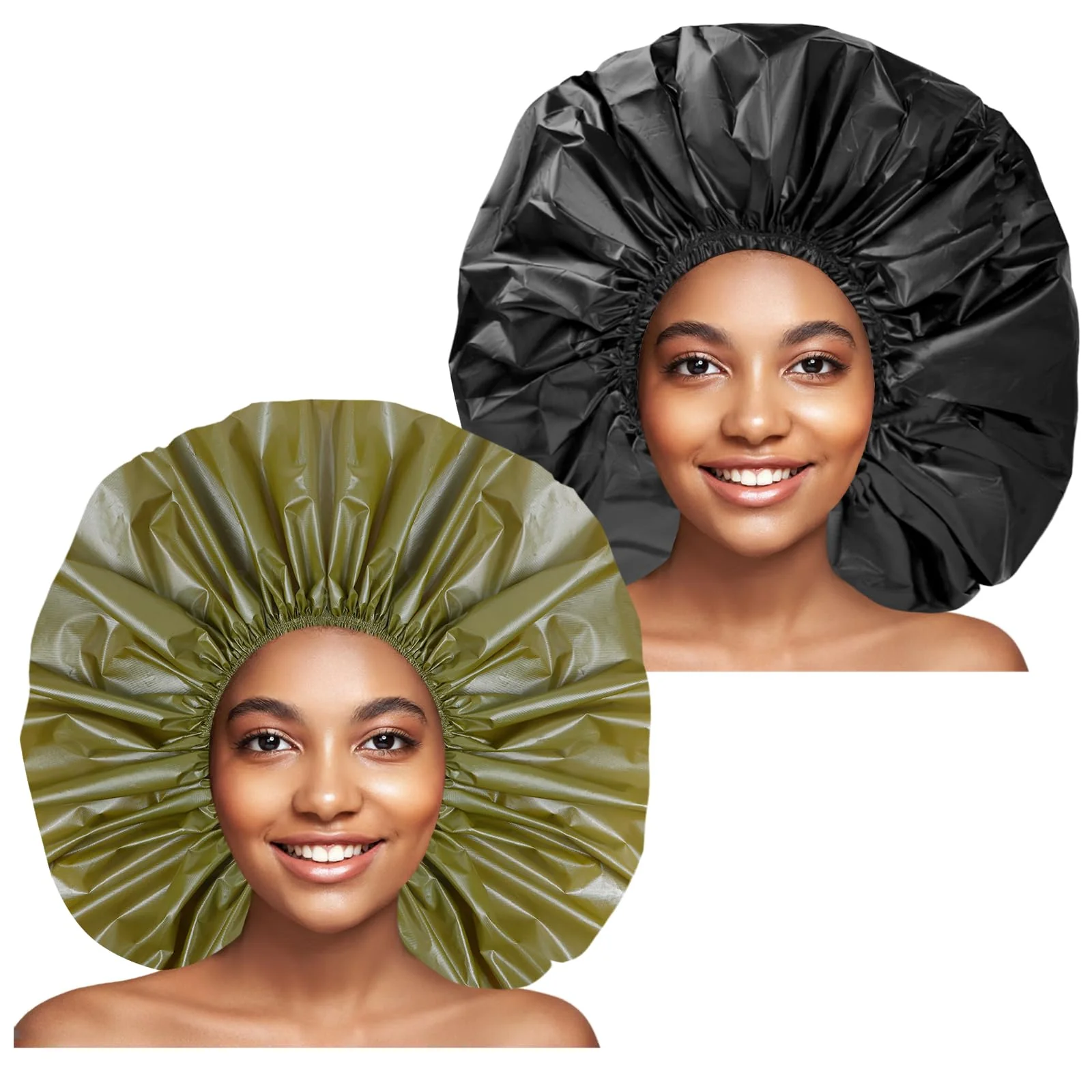 Sophisticated Jumbo Size Shower Cap 2 PCS Waterproof Shower Caps for Women Extra Large Shower Cap Reusable Super Large Bath Caps Hair Cap for Long Thick Curly Flexible
