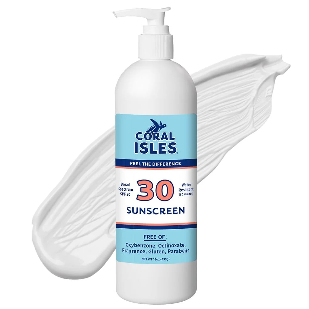 Pure Coral Isles by Rocky Mountain Sunscreen SPF 30 Lotion Broad Spectrum UVA UVB Protection Hawaii Reef-Safe Act Compliant Oxybenzone Octinoxate Environmentally Friendly