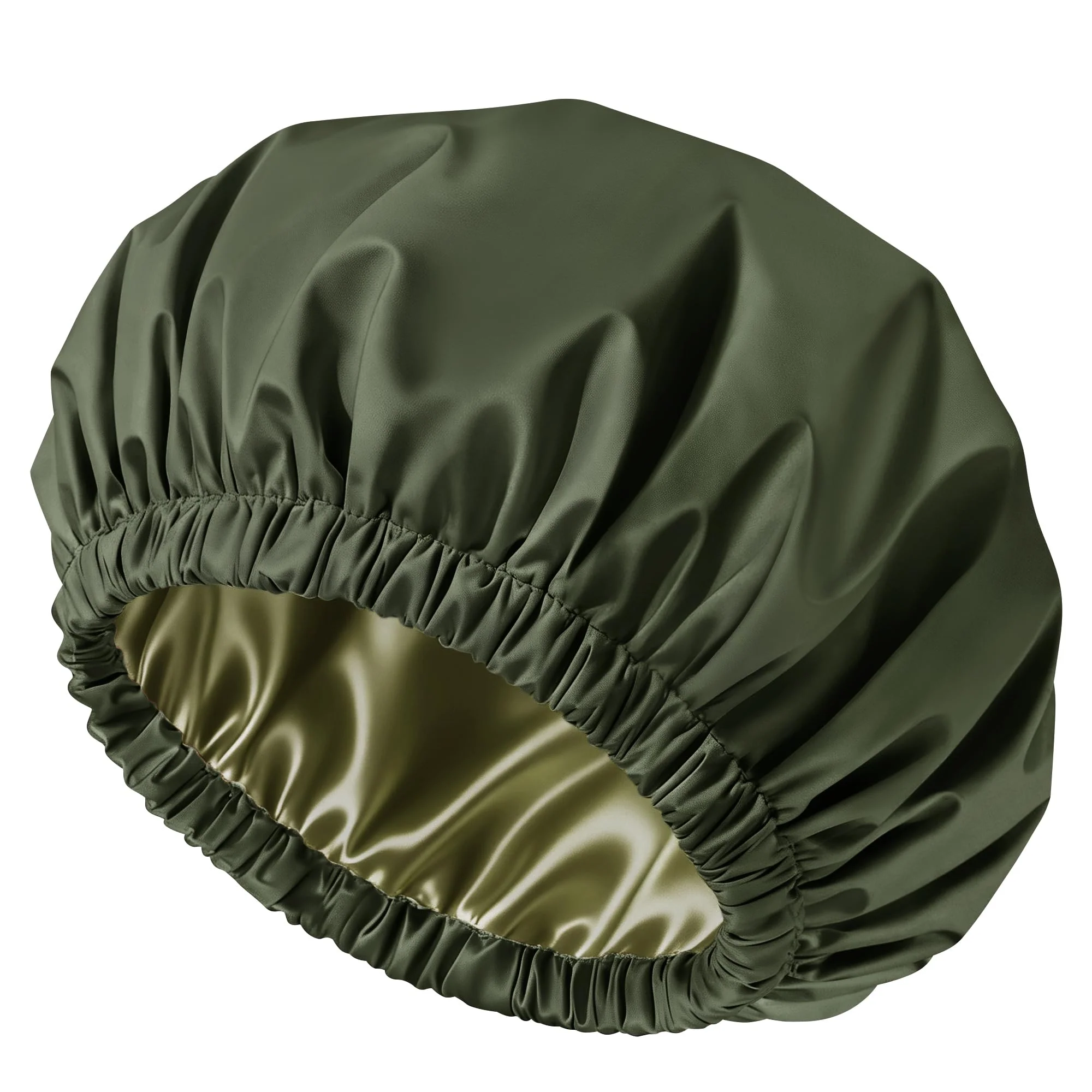 Fine Doitory Satin Lined Shower Cap for Women Reusable Waterproof Hair Cap Large Washable Bath Caps with Soft Elastic Band Protect Long Hair Braids Dark Relaxed