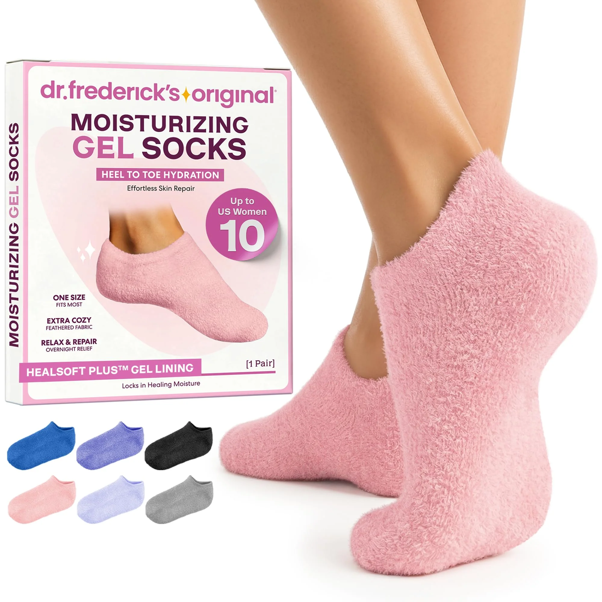 Effective Dr. Frederick s Moisturizing Gel Socks for Men Women - Dry Feet Cracked Heel Treatment - Full Foot Gel Lining with Mango Butter Shea Detailed