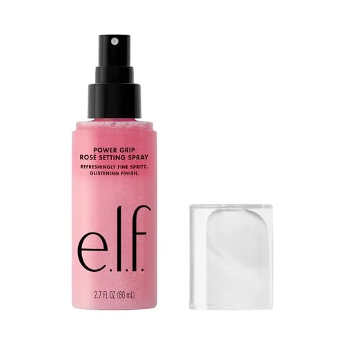 Powerful e.l.f. Power Grip Rosé Setting Spray Grips Makeup for Lasting Wear Glistening Glowy Finish Made with Niacinamide Vegan Cruelty- Safe