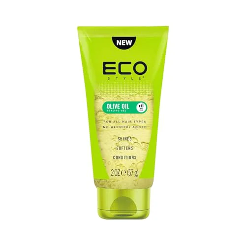 Refined Eco Style Olive Oil Hair Gel 2 oz - Travel Size Maximum Hold Styling Gel for Smooth Shiny and Moisturized Hair for On-the-Go Grooming Casual