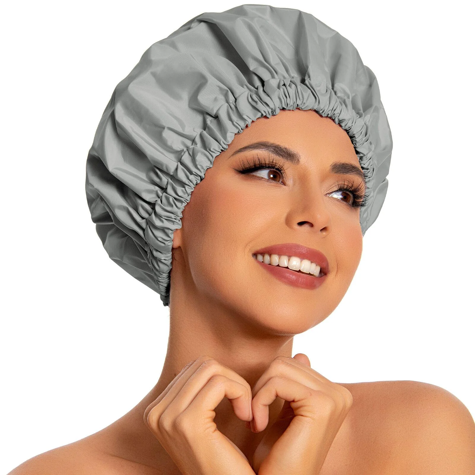Enhanced Edoneery Reusable Shower Caps for Women Waterproof Long Hair Bonnet Flexible