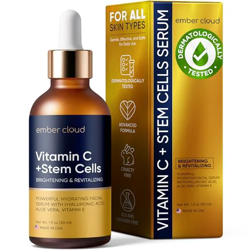 Artisan Vitamin C Serum for Face with Stem Cells Hyaluronic Acid Aloe Vera Vitamin E Anti-Aging Face Serum Supports Skin Health Even Tone All Skin Types Effective