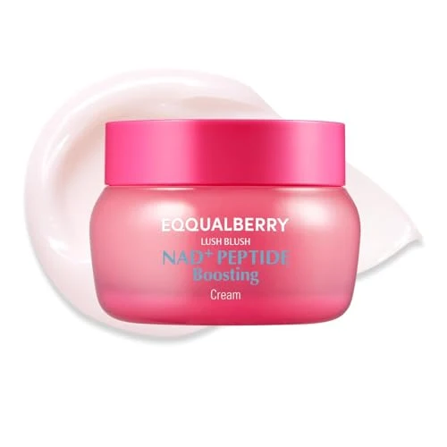 Organic EQQUALBERRY NAD Peptide Boosting Cream - NAD 5 13 Peptides Anti-Aging Korean Skincare Face Body Cream Firming Lifting Pink Neck Cream Premium Material