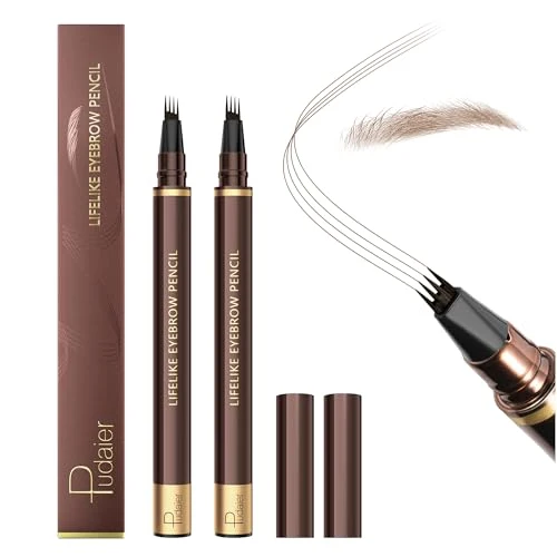 Pure 2 Pack Eyebrow Pen Waterproof Microblading Eyebrow Pencil 4 Tip Precise Eye Brow Makeup Pen for Women to Effortlessly Create Hair Like Natural Exclusive