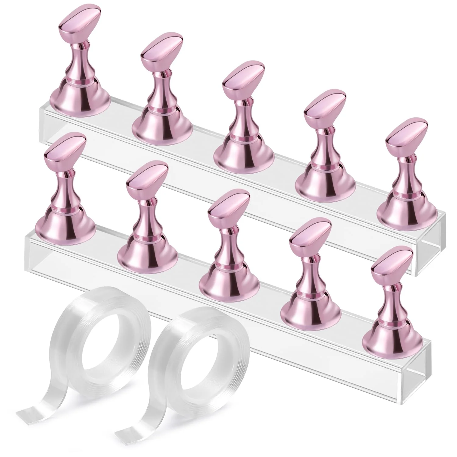 Premium Material Etercycle Nail Stand Acrylic Nail Art Display Stand Practice Nail Holder for Painting Nails Magnetic Practice Stands with Double-sided Tape For DIY Minimalist