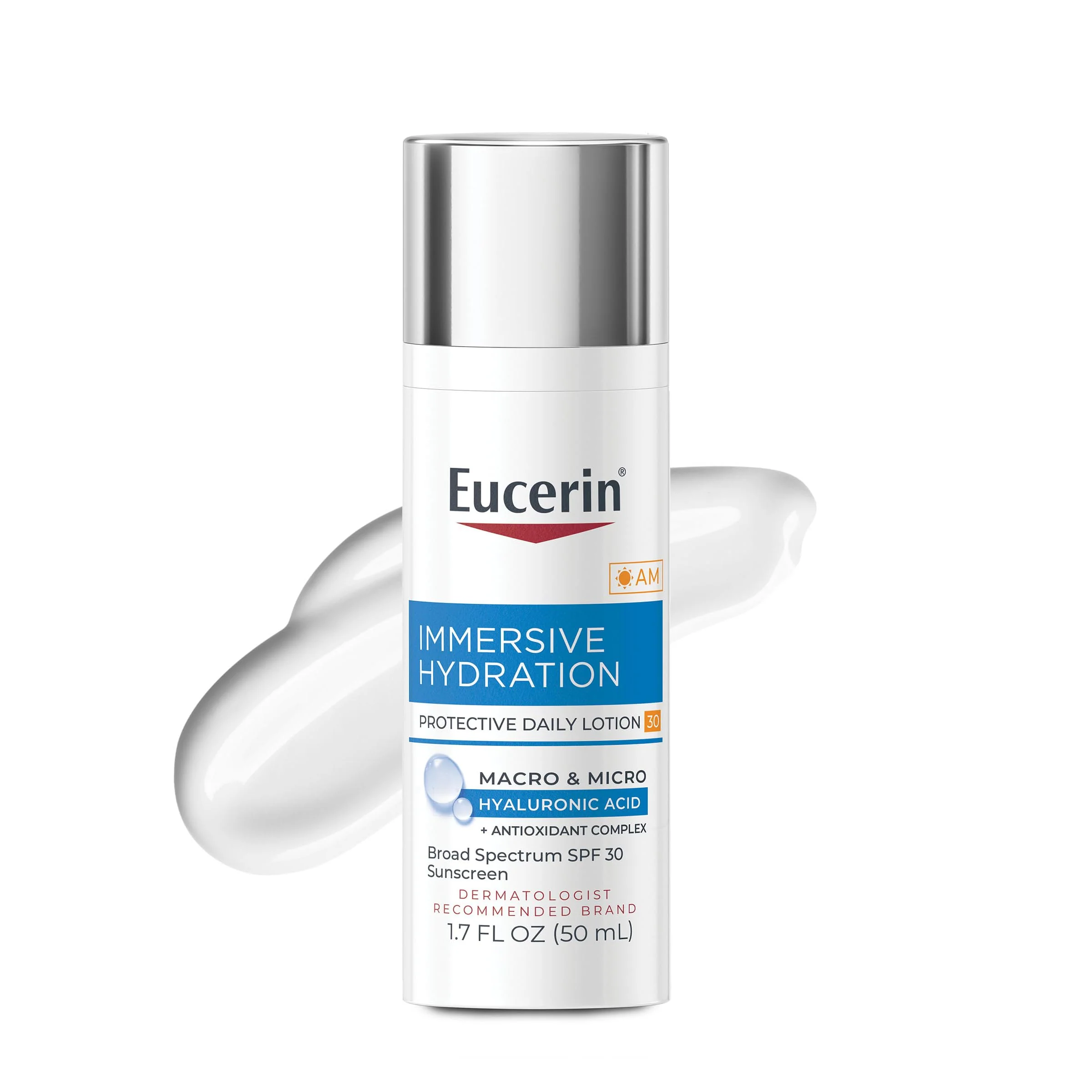 Premium Eucerin Immersive Hydration Daily Face Lotion Broad Spectrum SPF 30 Sunscreen with Hyaluronic Acid Lightweight Face Moisturizer Reduces Look Recyclable
