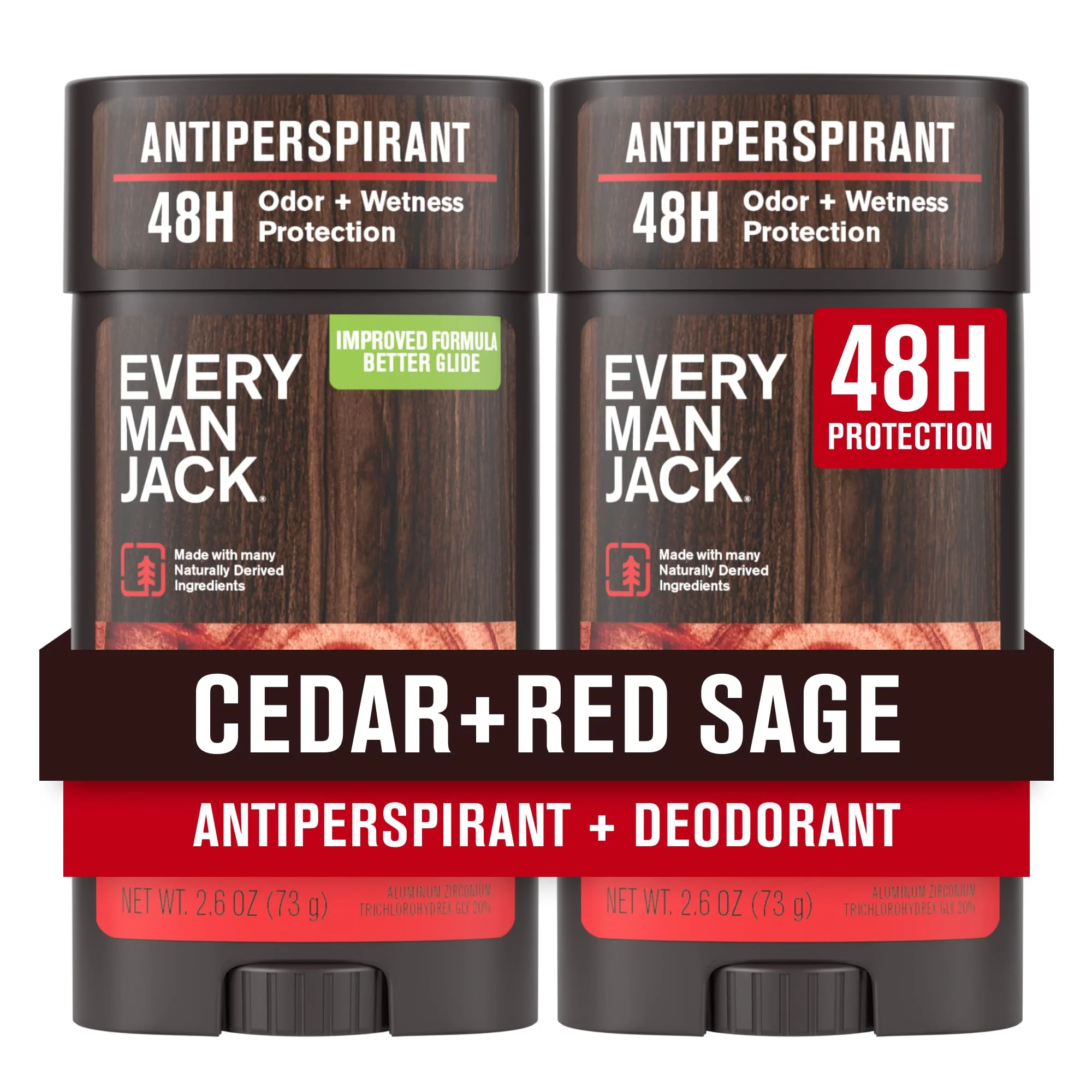 Practical Every Man Jack Men s Cedar Red Sage Antiperspirant Deodorant - New Improved Formula - 48-Hour Odor Sweat Defense- 2.6 oz 2 Pack Excellent