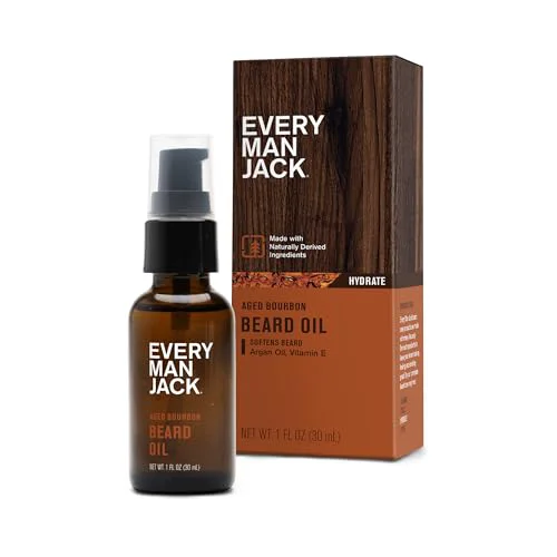 Innovative Every Man Jack Men's Beard Oil - Aged Bourbon Fragrance - Deeply Moisturizes and Softens Your Beard and Adds a Natural Shine - Naturally Derived Convenient