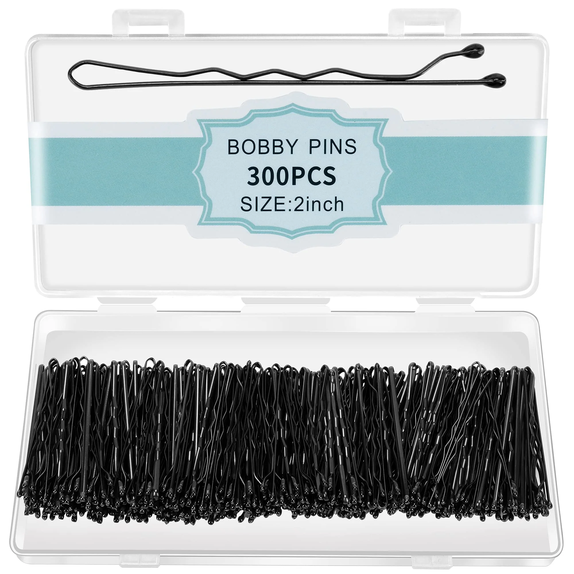 Prestigious 300 Pcs Bobby Pins Black Hair Pins for Women Girls and Kids Invisible Wave Hair clips Bulk with Storage box Pain- Hairpins 2 Inch Black Green