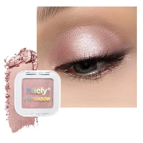 Reliable evpct Dusty Pink Champagne Single Eyeshadow Palette Rose Gold Ice Pink Nude Glitter Cream Eye shadow Palette Singles Brightener Makeup for Older Relaxed
