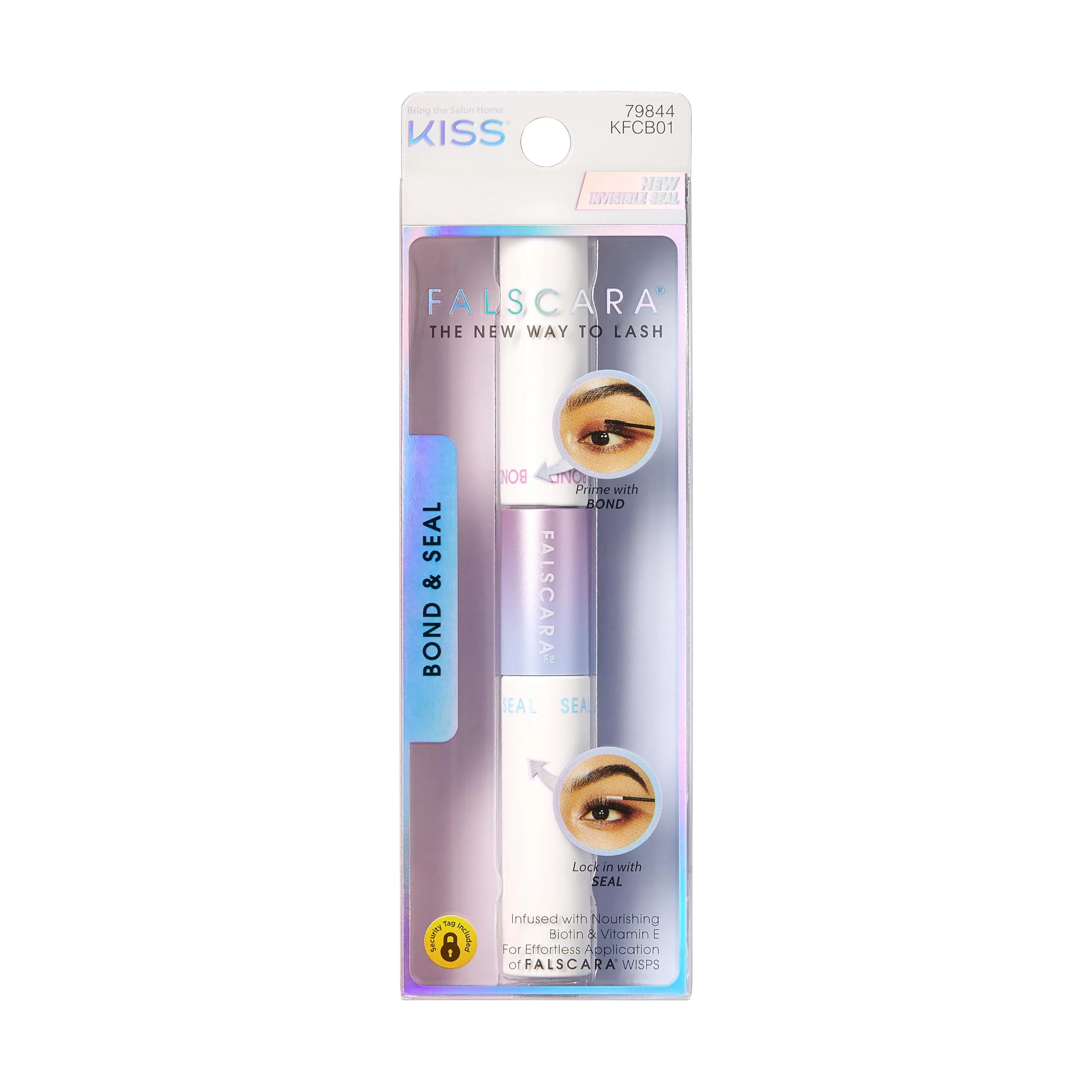 Flexible KISS Falscara DIY Eyelash Extension Bond Seal Infused with Biotin Vitamin E - Strong Gentle Comfortable Lash Adhesive for All Day Wear For Use Safe