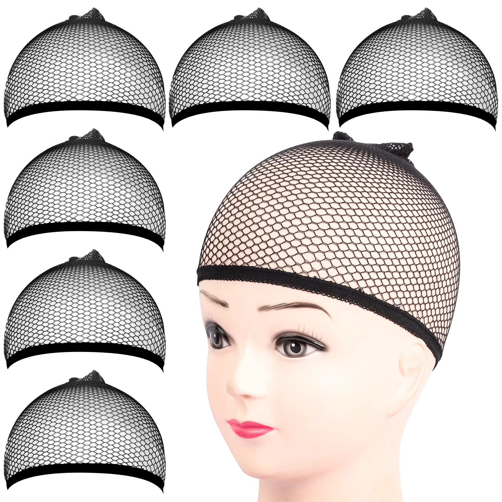 Luxury Fandamei 6PCS Wig Cap 6PCS Black Mesh Wig Cap Net Closed End Hair Mesh Net Liner Weaving Caps for Women Men Kids Wig Caps for Halloween Cosplay Convenient