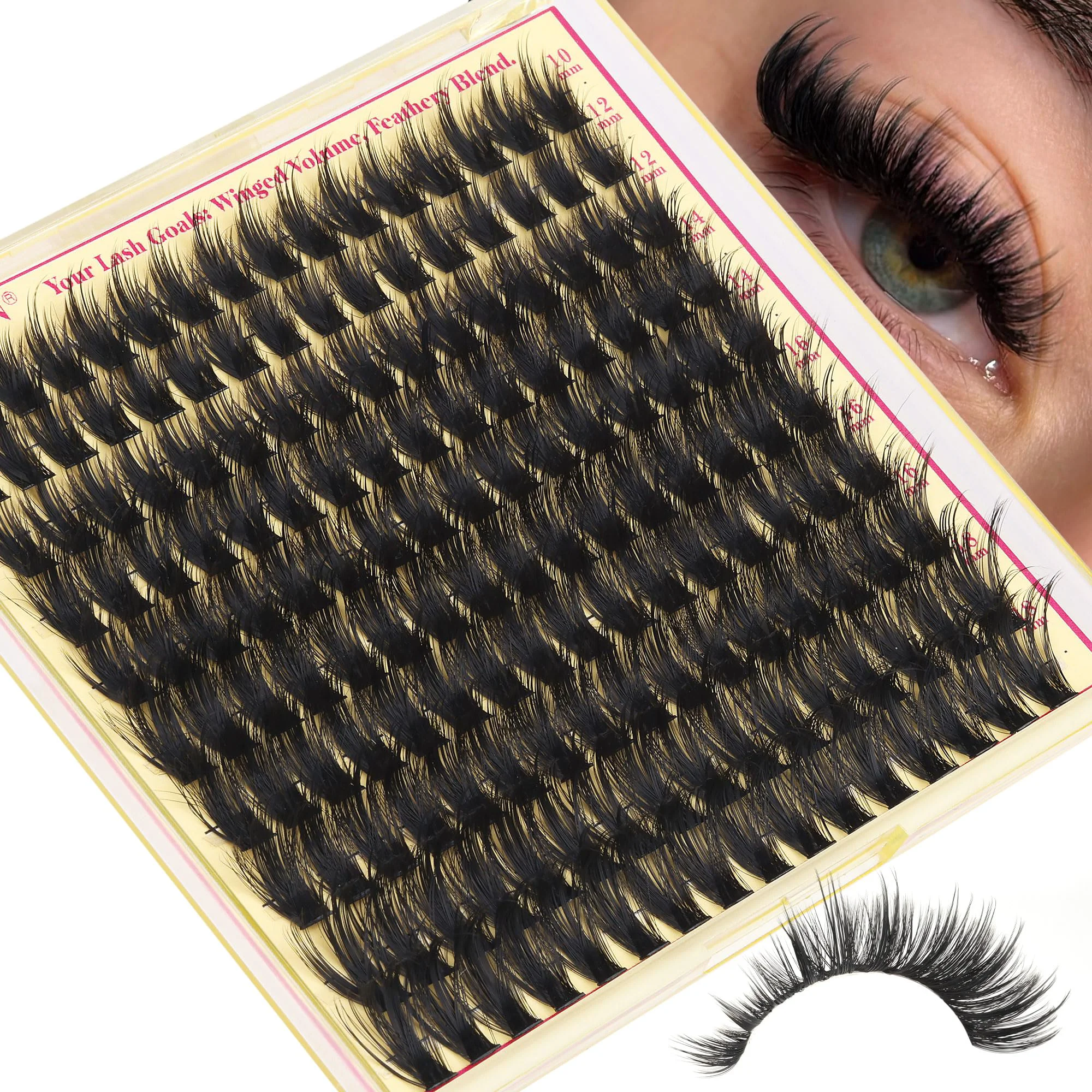 Elegant Wispy Lash Clusters with Spikes Manga Lash Clusters 160D Eyelash Clusters 10-18MM Thick Lashes Clusters Fluffy Cluster Eyelash Extensions by FANXITON Luxury