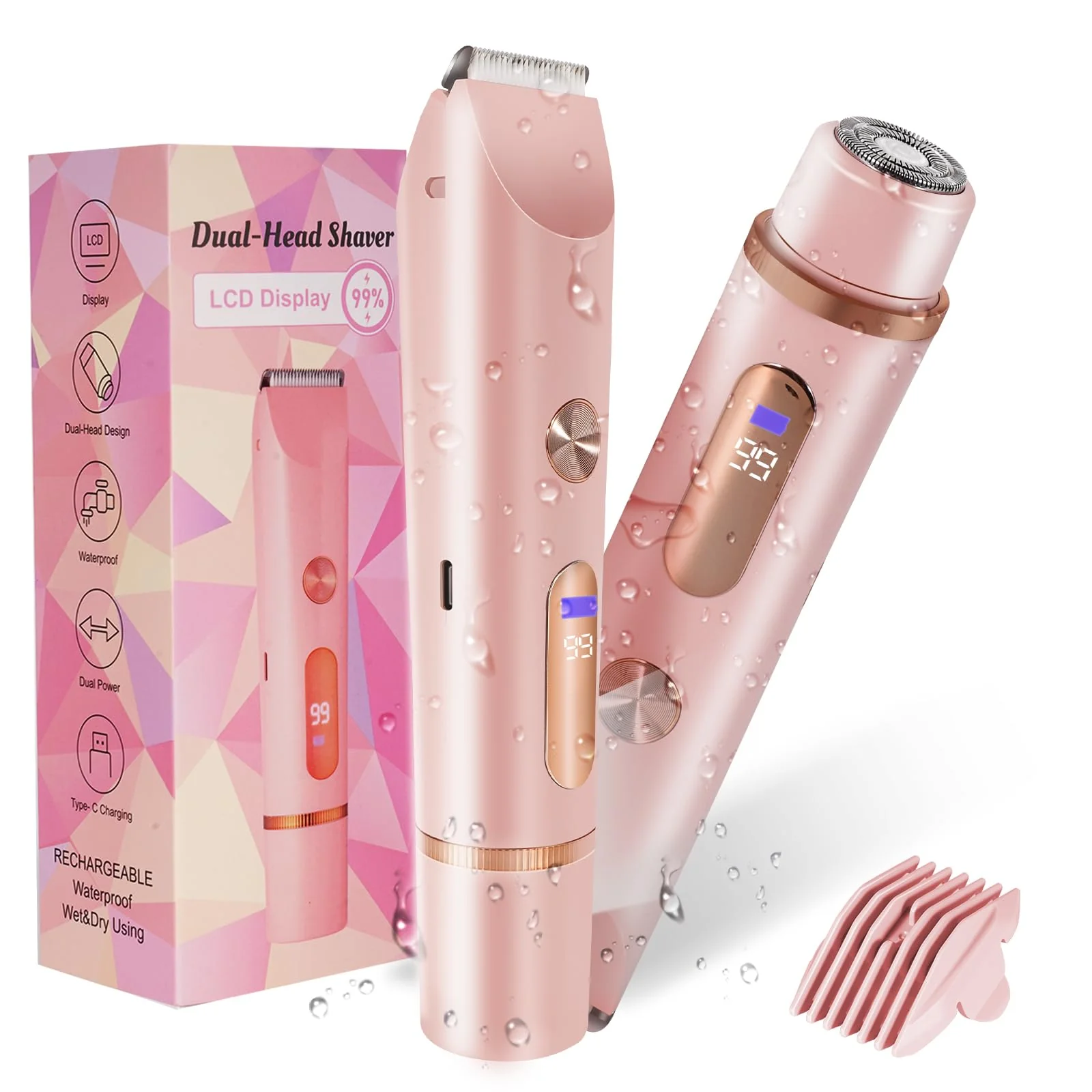 Soft Bikini Trimmer for Women 2in1 High Power Epilators Hair Removal Waterproof Electric Razors Women's Electric Razor Pubic Hair Trimmer Shaver for Women Healthy