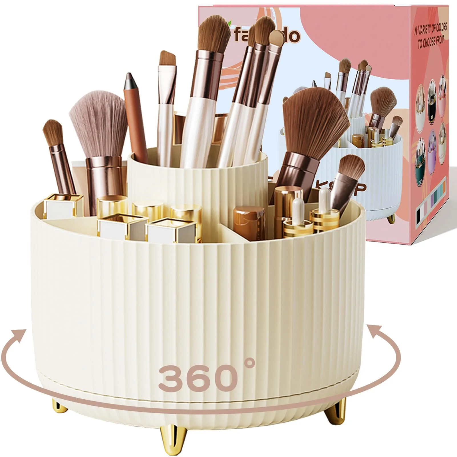 Smooth fanado 360° Rotate Makeup Brush Holder Organizer Makeup Organizers Countertop Makeup organization and Skincare Storage for Vanity Desktop Bathroom Elite
