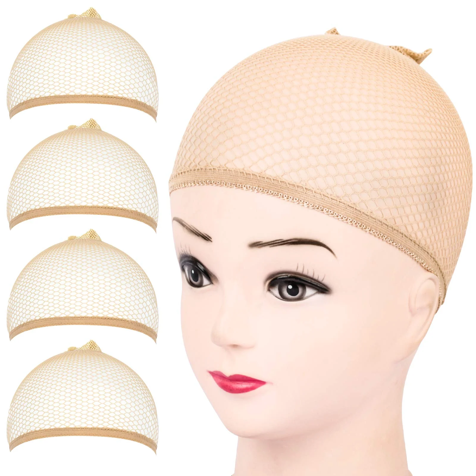Organic FANDAMEI Wig Cap 4PCS Light Brown Mesh Wig Cap Net Closed End Hair Mesh Net Wig Caps Liner Weaving Caps for Women Men Kids Luxury