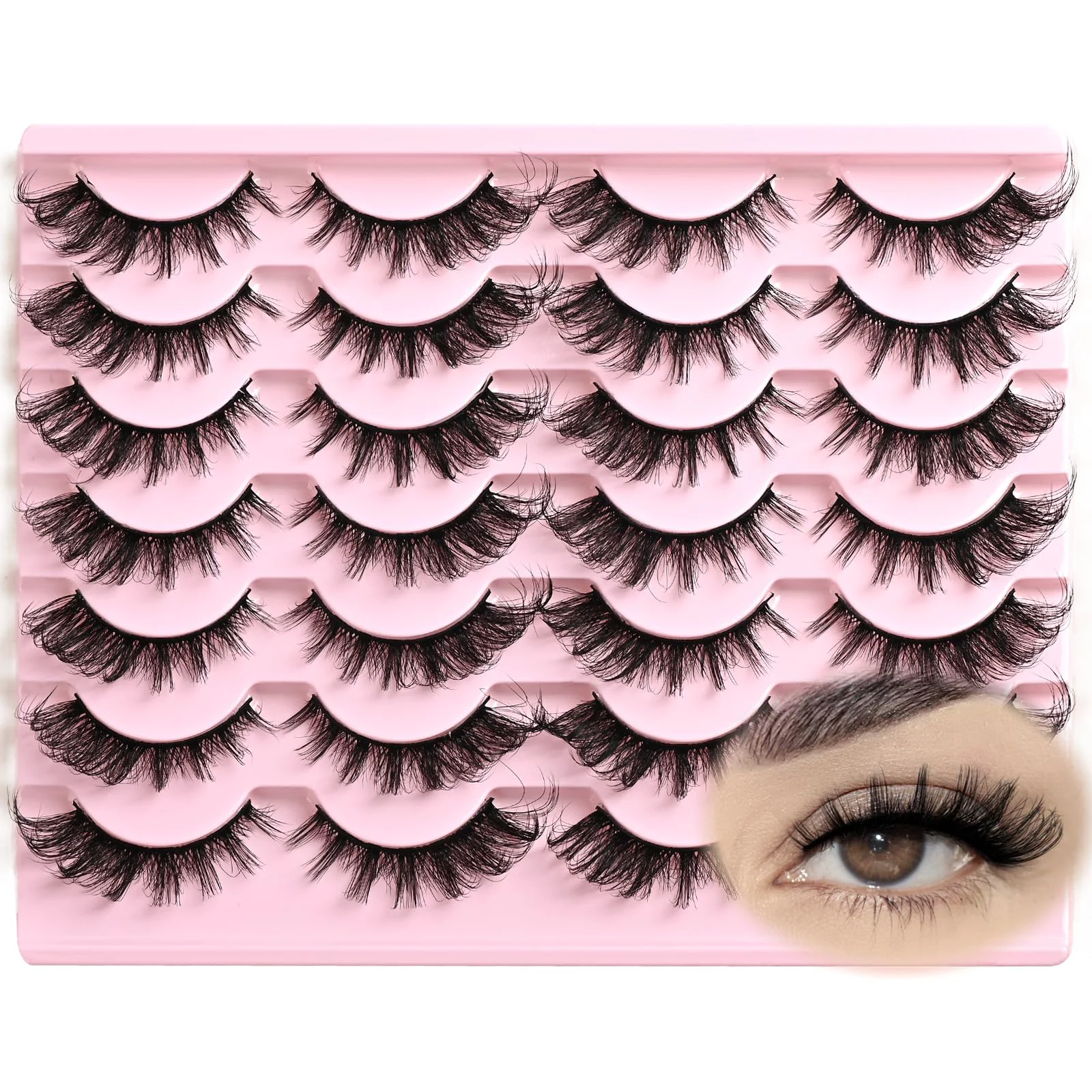 Practical FARRED Cat Eye Lashes Fox Eyelash Wispy Fluffy False Eyelashes 14 Pairs Fake Eyelashes Natural Look Short Natural Lashes Cat Eye Lash Wispy Volume Sophisticated