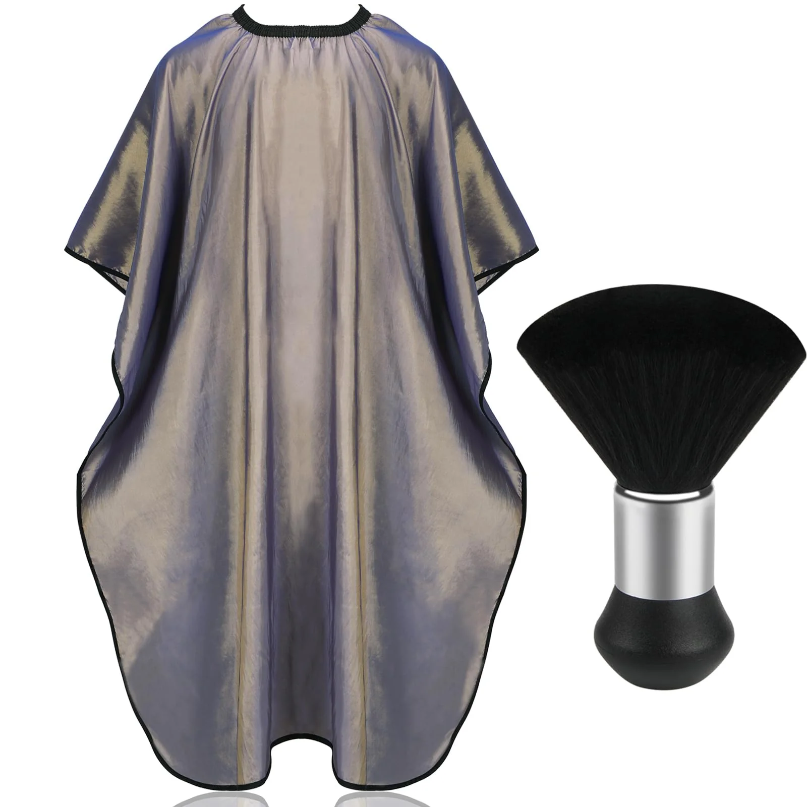 Premium FEBSNOW Professional Hair Cutting Cape with Neck Duster Brush Salon Barber Cape Hair Cutting Accessories Gray Refined
