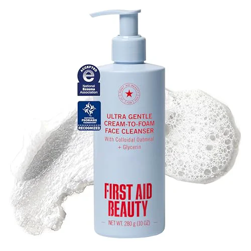 Minimalist First Aid Beauty Ultra Gentle Cream-to-Foam Facial Cleanser Fragrance Makeup Removing Face Wash with Colloidal Oatmeal Glycerin Sensitive Expertly Made