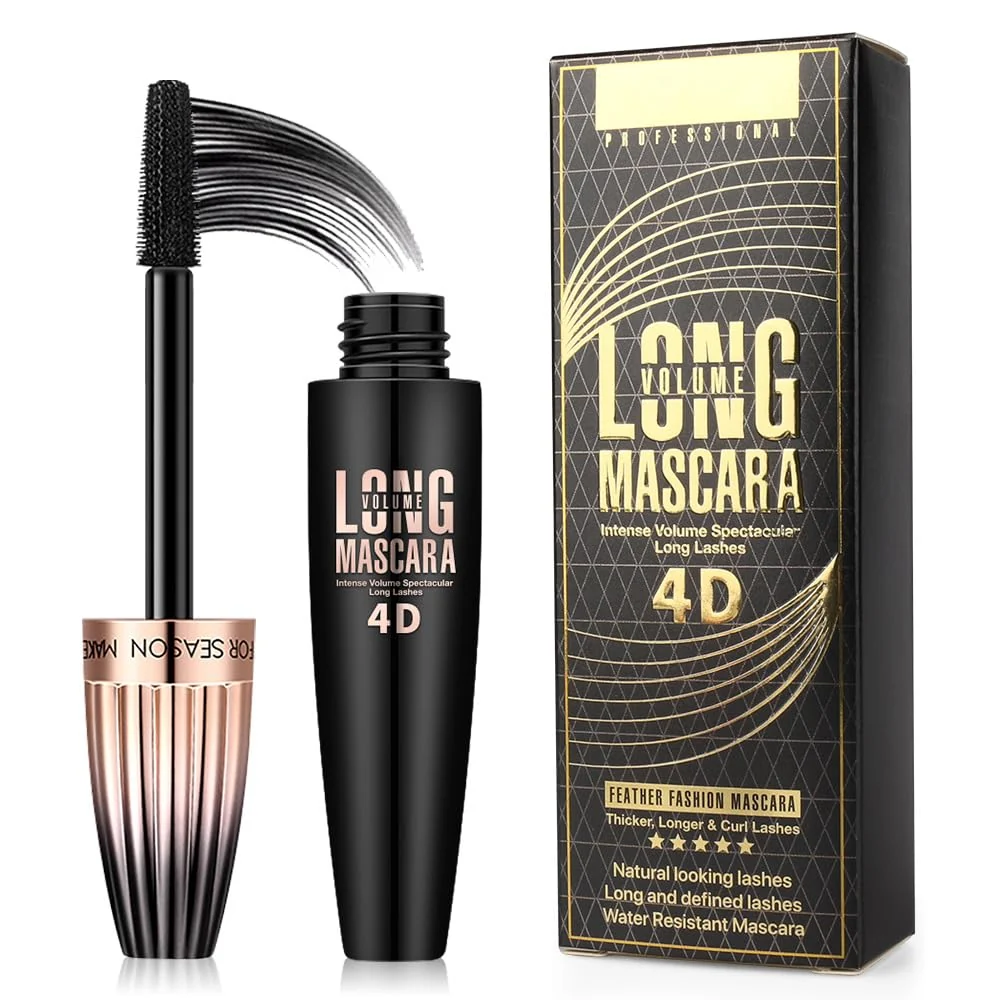 Elegant 4D Silk Fiber Lash Mascara Waterproof Long Lasting Mascara Black Volume and Length Natural Exquisitely Full Lengthening Thickening Softer Fuller World-Class