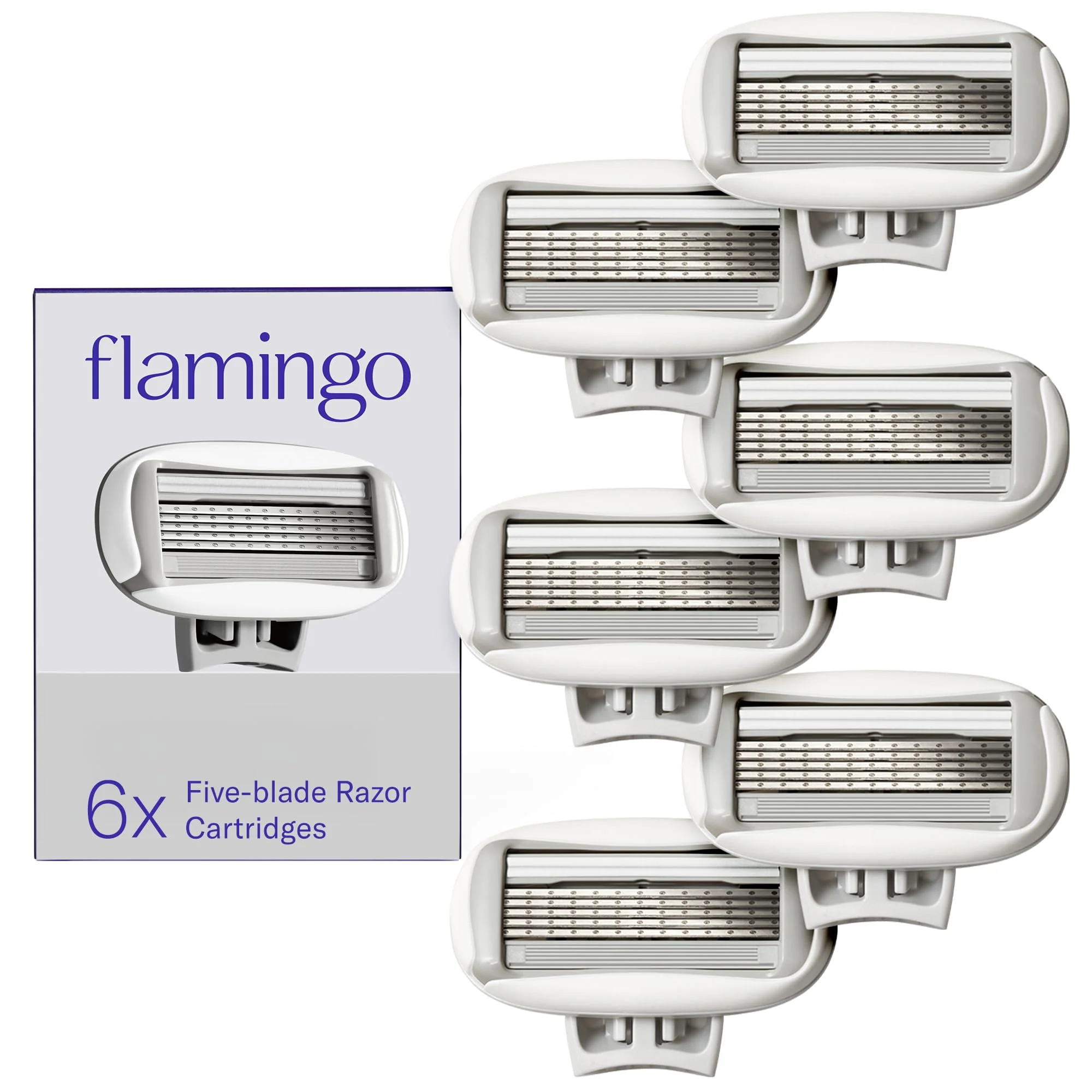 Pure Flamingo Women's Razor Blade Refill Cartridges for Women - 6 Count - 5-Blade Shaving Razors for Women Traditional