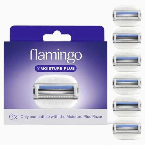 Elite Flamingo Moisture Plus Razor Blades for Women - No Shave Gel Needed - 6 Count - Moisture Plus Razor Blade Refills High-Quality