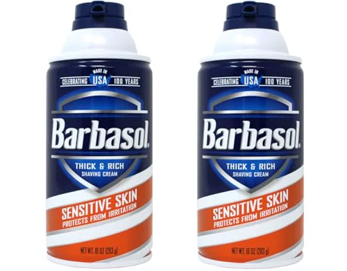 Powerful Barbasol Sensitive Skin Thick and Rich Shaving Cream 10 Ounce Pack of 2 First-Class