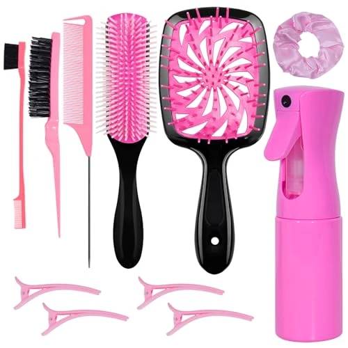 Long-Lasting 11 Pcs Hair Brush Set Detangle Hair Brush And Spray Bottle 3 Pieces Smooth Hairbrush For Toddlers Suitable For Wet and Dry Hairstyles Suitable Effective