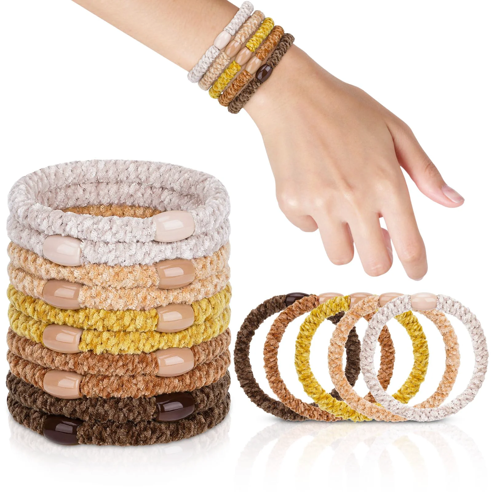 High-Grade FORENEE Braided Hair Ties No Damage 10 Pcs Soft Plush Hair Bands for Women's Hair Bracelet Hair Elastics Ponytail Holders for Thick Hair - Terra Secure